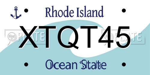 XTQT45 Rhode Island License Plate
