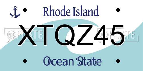 XTQZ45 Rhode Island License Plate