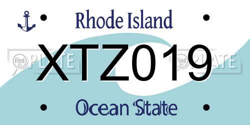 XTZ019 Rhode Island License Plate