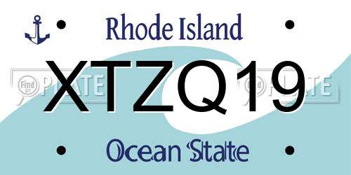 XTZQ19 Rhode Island License Plate