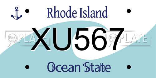 XU567 Rhode Island License Plate