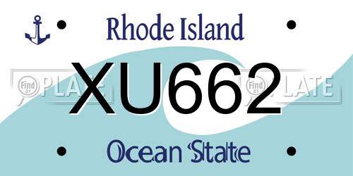 XU662 Rhode Island License Plate