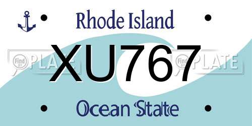 XU767 Rhode Island License Plate