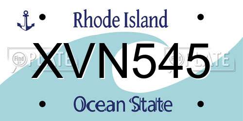 XVN545 Rhode Island License Plate
