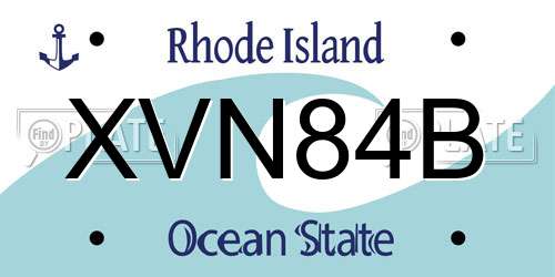 XVN84B Rhode Island License Plate