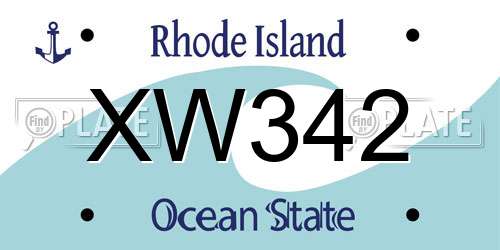 XW342 Rhode Island License Plate