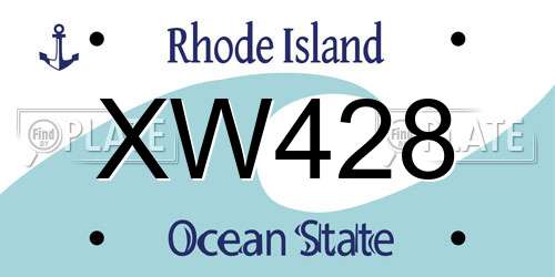 XW428 Rhode Island License Plate
