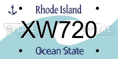 XW720 Rhode Island License Plate
