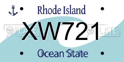 XW721 Rhode Island License Plate