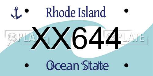 XX644 Rhode Island License Plate