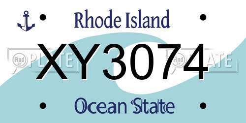 XY3074 Rhode Island License Plate