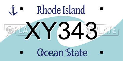 XY343 Rhode Island License Plate
