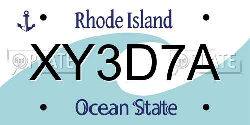 XY3D7A Rhode Island License Plate