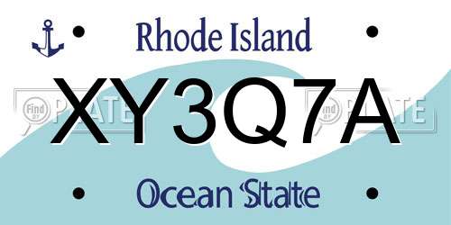 XY3Q7A Rhode Island License Plate