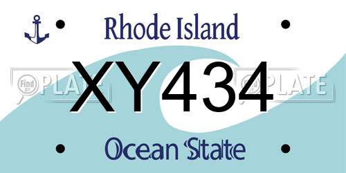 XY434 Rhode Island License Plate