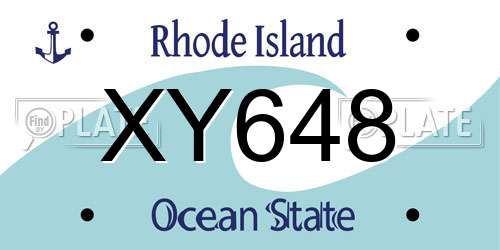 XY648 Rhode Island License Plate