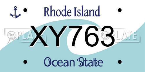 XY763 Rhode Island License Plate