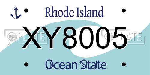 XY8005 Rhode Island License Plate