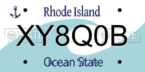 XY8Q0B Rhode Island License Plate