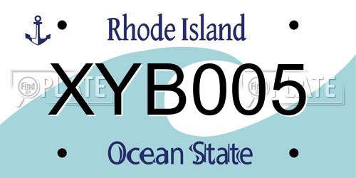 XYB005 Rhode Island License Plate