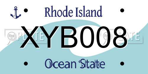 XYB008 Rhode Island License Plate