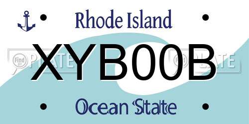 XYB00B Rhode Island License Plate