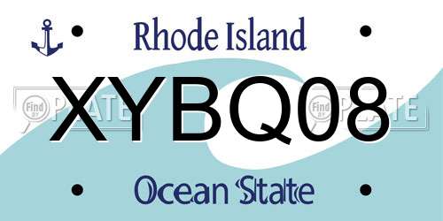 XYBQ08 Rhode Island License Plate
