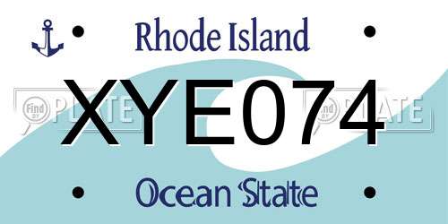 XYE074 Rhode Island License Plate