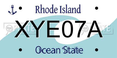 XYE07A Rhode Island License Plate