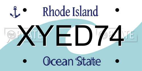XYED74 Rhode Island License Plate