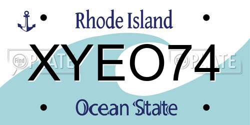 XYEO74 Rhode Island License Plate