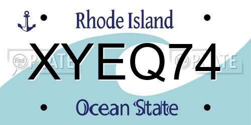 XYEQ74 Rhode Island License Plate