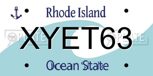 XYET63 Rhode Island License Plate