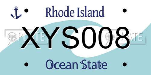 XYS008 Rhode Island License Plate