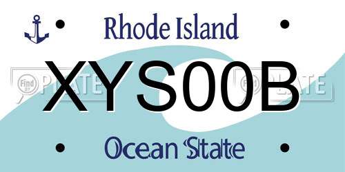 XYS00B Rhode Island License Plate