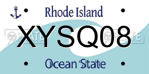 XYSQ08 Rhode Island License Plate