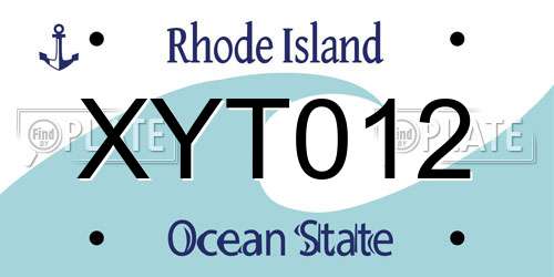 XYT012 Rhode Island License Plate