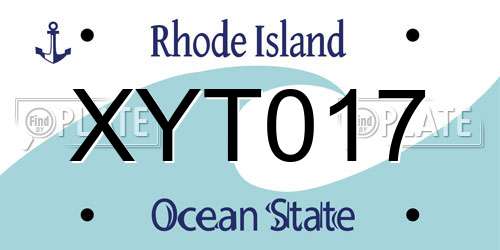 XYT017 Rhode Island License Plate