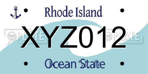 XYZ012 Rhode Island License Plate