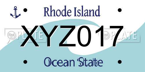 XYZ017 Rhode Island License Plate