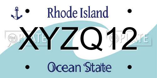 XYZQ12 Rhode Island License Plate