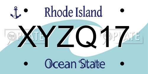 XYZQ17 Rhode Island License Plate