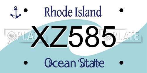 XZ585 Rhode Island License Plate