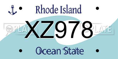 XZ978 Rhode Island License Plate
