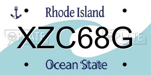 XZC68G Rhode Island License Plate
