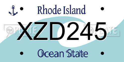 XZD245 Rhode Island License Plate