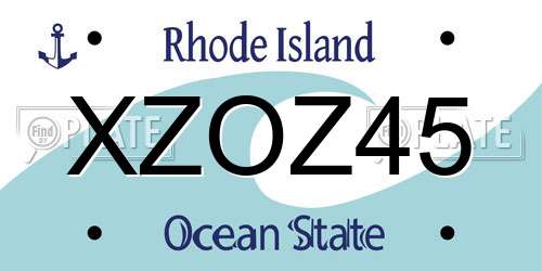 XZOZ45 Rhode Island License Plate