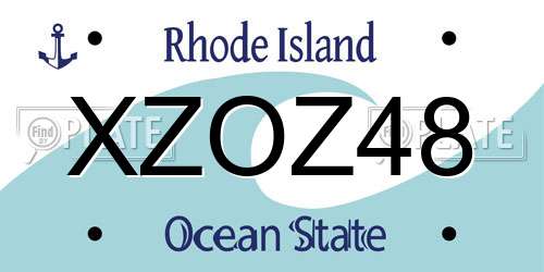 XZOZ48 Rhode Island License Plate
