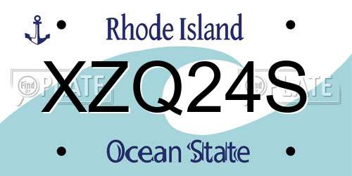 XZQ24S Rhode Island License Plate