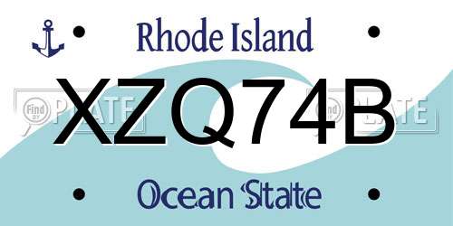 XZQ74B Rhode Island License Plate